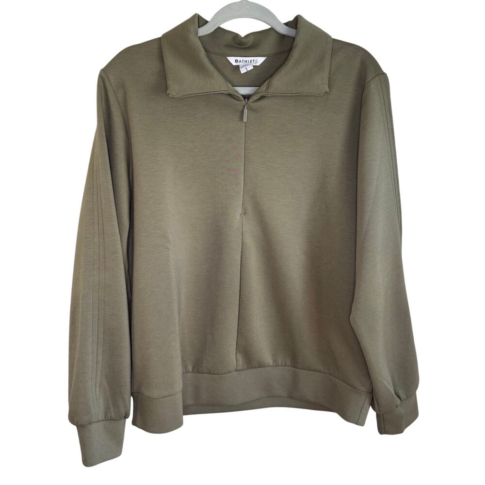 Athleta Olive Green Quarter Zip Pullover Sweatshirt Size L Athleisure